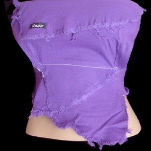 Nude Designs Denim 2 Triangle destroyed tie top Small S Purple